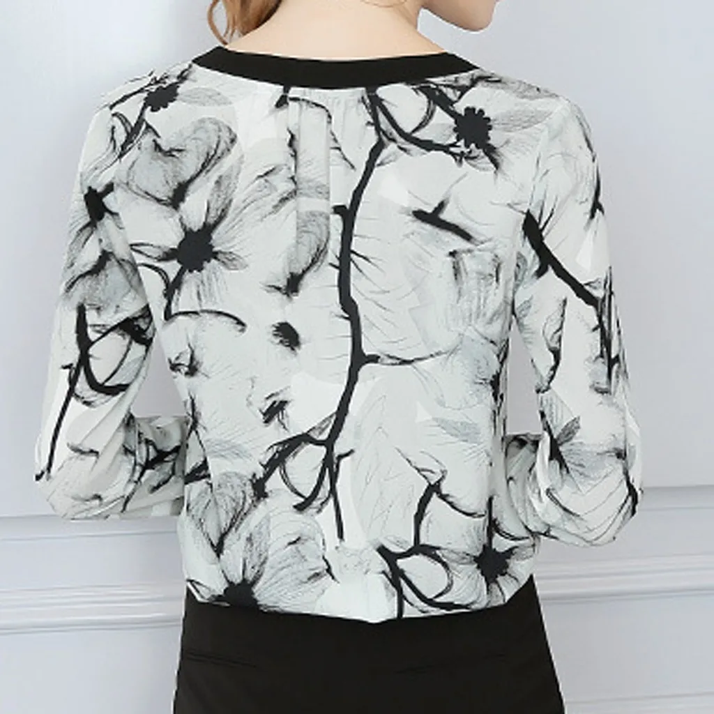 Chiffon Blouse 2019 Women Work Office Long Sleeve Solid Chiffon Blouse Tee Shirt Top