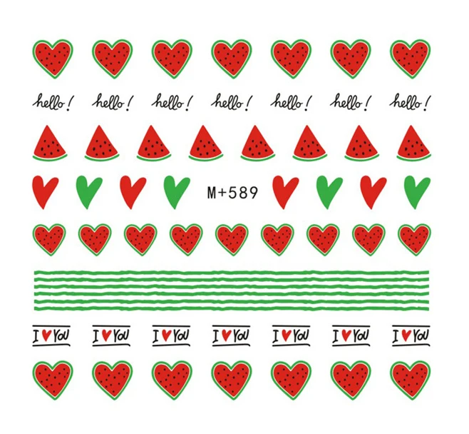 

Nail Sticker Water Tranfer Decals Nails Art Slider Tattoo Love Heart Watermelon Designs Decoration Stickers Manicure Foil Wraps