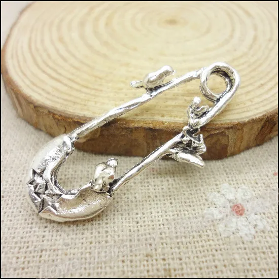 

20 pcs Vintage Charms brooch Pendant Antique silver Fit Bracelets Necklace DIY Metal Jewelry Making
