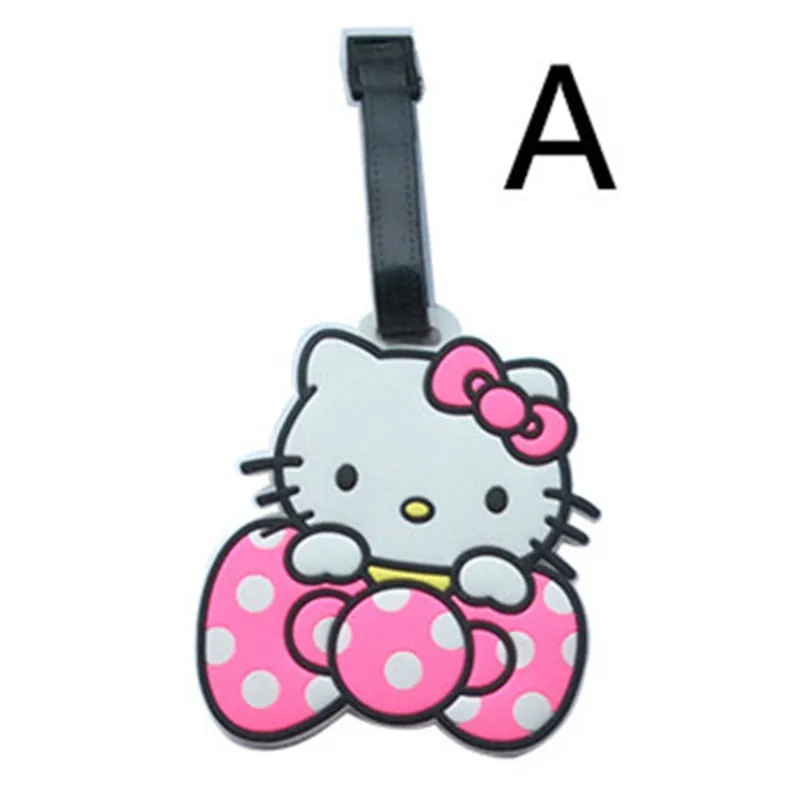 Cute ID Luggage Tags Hello Kitty Creative Cartoon Silicone Girls Suitcase/Handbag Label Tag Pink PVC Travel Accessories