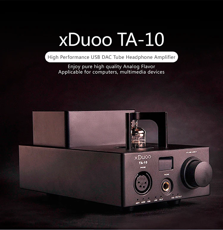 Новейший XDuoo TA-10 AK4490 XMOS USB DSD DAC 12AU7 ламповый усилитель для наушников AUX вход Цифровой интерфейс USB черный