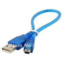 2 шт./партия, высокоскоростной 2,0 Стандартный USB A Male-Mini USB B Кабель USB-A Mini-B кабель 30 см,+ номер для отслеживания