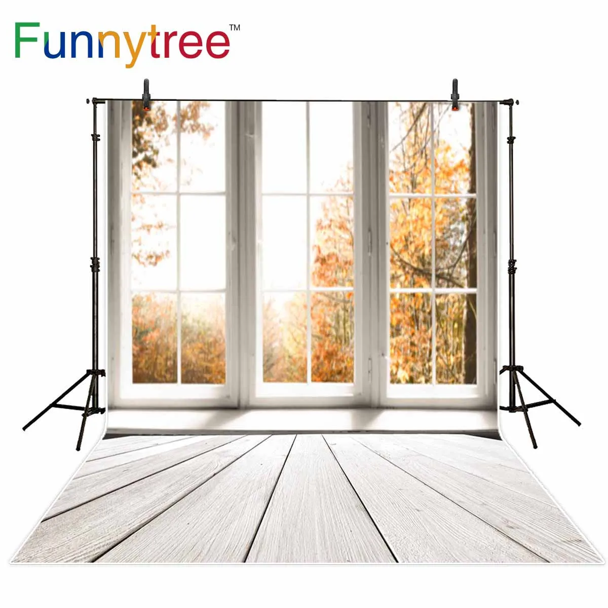 

Funnytree backgrounds for photography studio window nature view autumn wood floor trees backdrop photocall photobooth prop