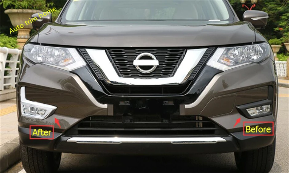 Chrome Front Headlights light lamp Cover Trim For Nissan Rogue X-Trail 2017-2018