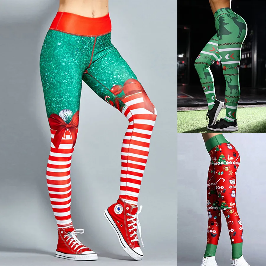 

Christmas Yoga Pants women High Waist Elastic Gym Leggings Sport Fitness Sportswear Quick Dry Trousers Colorvalue Yoga Leggings
