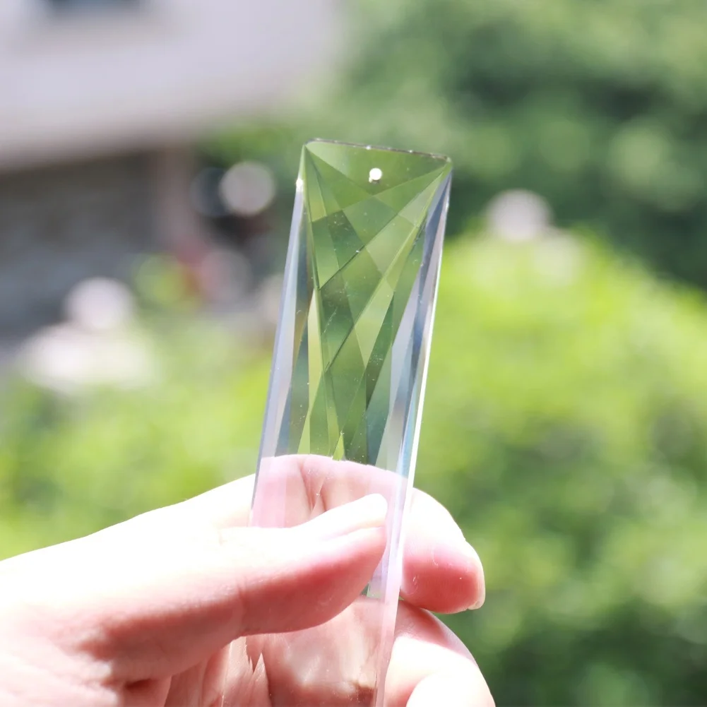 120MM Rectangle Cut Glass Crystal Prism Chandelier Parts Hanging Drop Suncatcher 