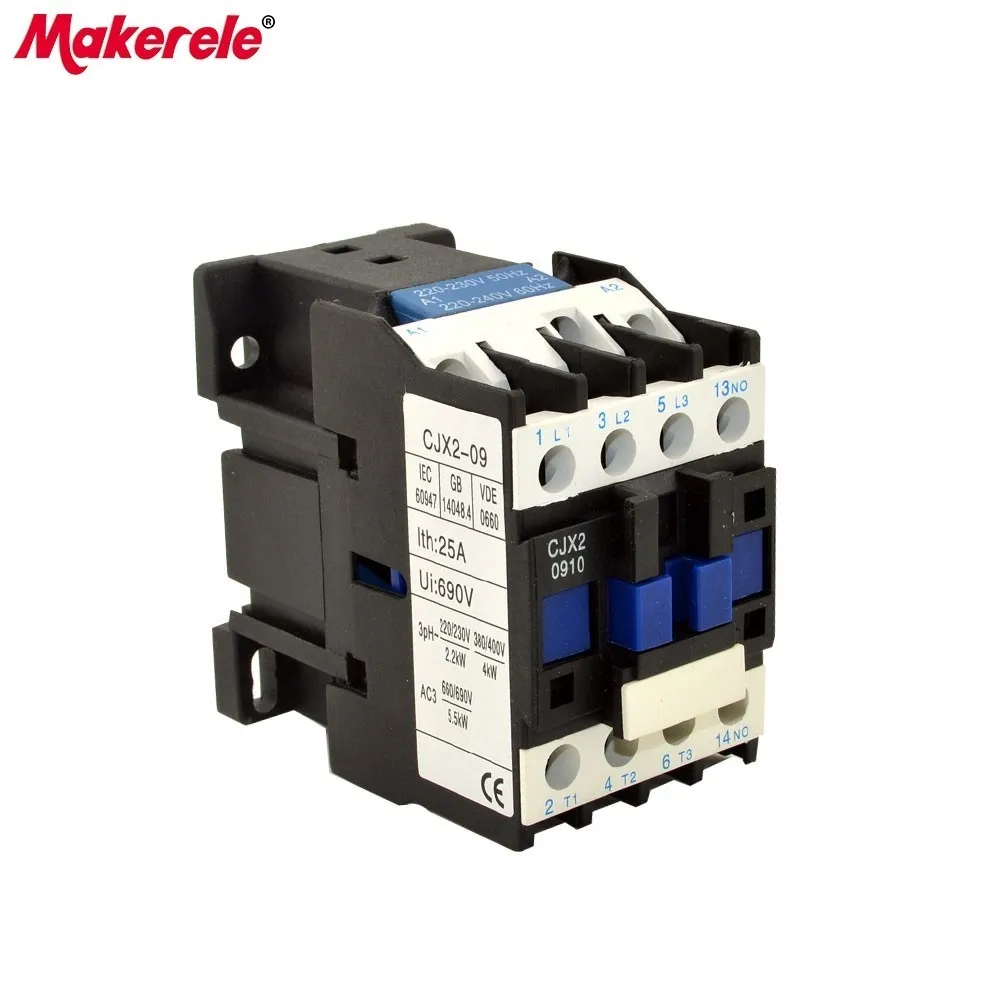 CJX2-0910 LC1 контактор переменного тока 9A 3-фазный 3-полюсный 1NO напряжение катушки 380 В