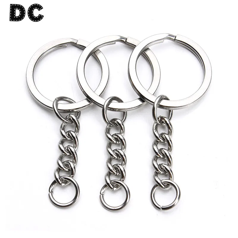 DC 20pcs/lot Antique Bronze Silver Color Metal Keychain Rings dia 28mm