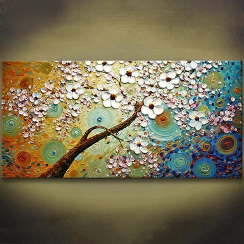 Online Frameless Handpainted Palette Knife Oil Painting Modern Picture Wall Art Canvas Large Oil Paintings Home Decor For Living Room
