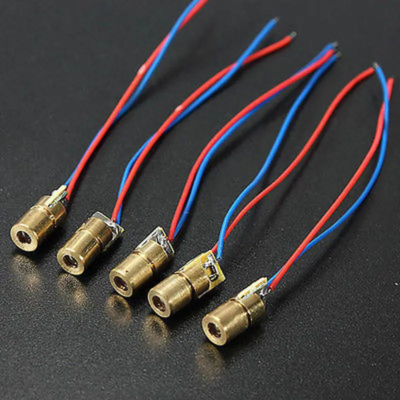 

10Pcs DC 5V 5mW 650nm 6mm Red Copper Head Tube Laser Dot Diode Module