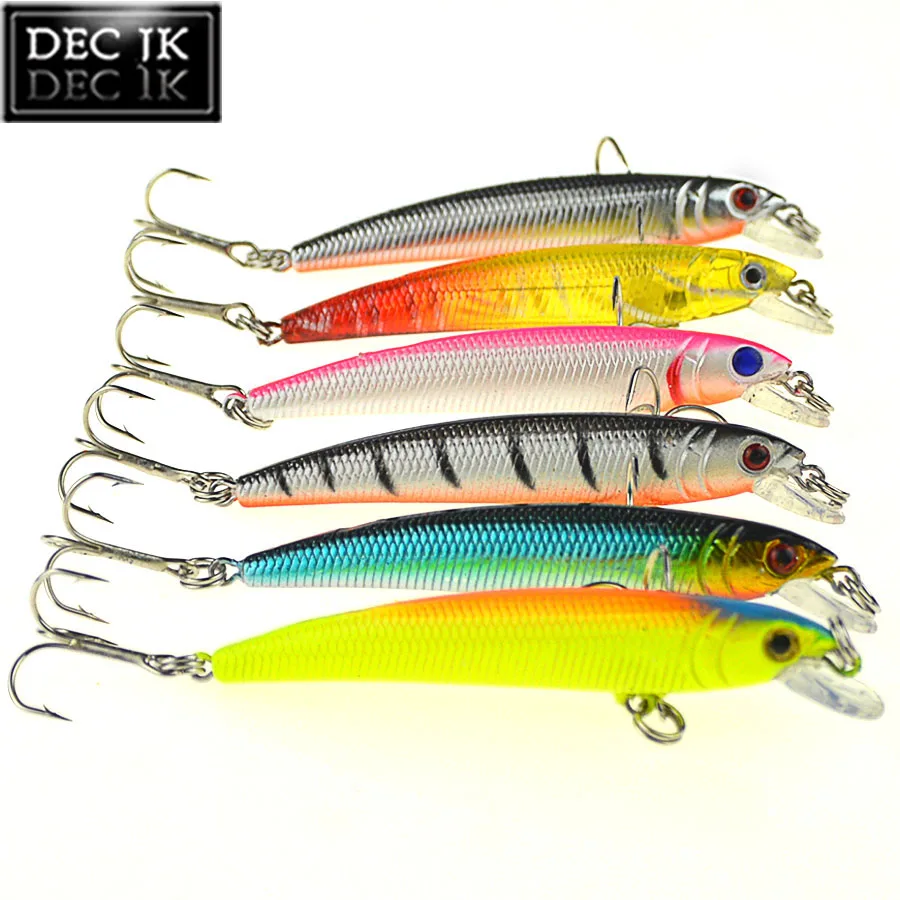 6PCS Plastic Hard Sea Fishing Lure Fake Bait Jerkbait Pike Tackle Float Crankbaits Minnow 3D Fish Eye Saltwater Lures Laser Baits (10)