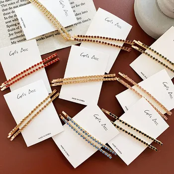 

2Pcs/lot Fashion Elegant Shiny Crystal Rhinestone Hairpins Barrettes Long Hair Clips Slide Clip Girl Hair Accessories