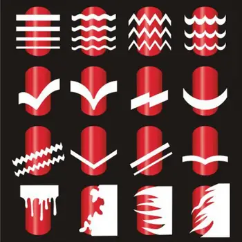 

Fire Nail Vinyls Stencil Hollow Stickers Fires on Manicure Stencil Stickers French Style Irregular Pattern Decals Mixed Stripes#