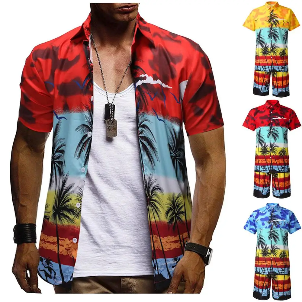 Fubotevic Mens Casual Print Button Down Short Sleeve Dress Work Shirt