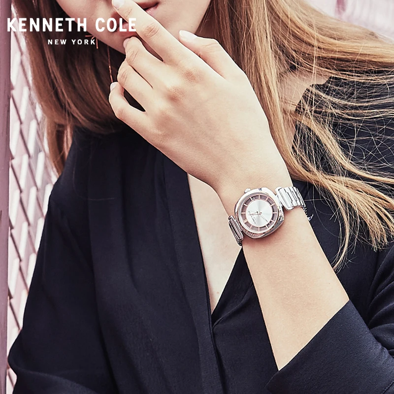 Kenneth Cole, женские часы, кварцевые, прозрачные, простые, из нержавеющей стали, водонепроницаемые, женские, люксовый бренд, часы KC15108001