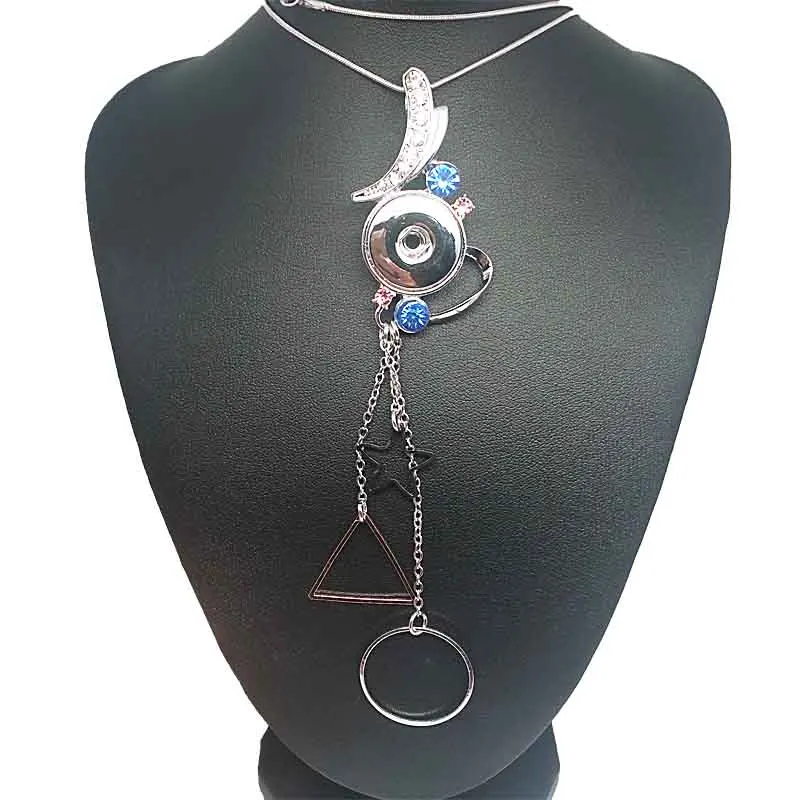 

Hot Interchangeable Flower Crystal Ginger Necklace 090 Fit 18mm Snap Button Pendant Necklace Charm Jewelry For Women Gift