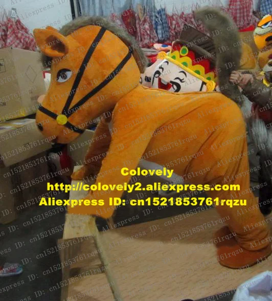 Озорная желтовато-коричневая лошадь пони Steed Courser Mule Hinny маскарадный костюм мультяшный персонаж взрослый серый длинный мех конский волос ZZ978