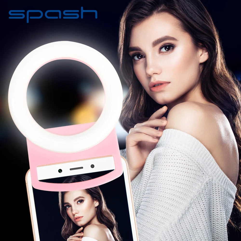 

spash Universal Selfie Ring Light Phone Lamp USB Charge Portable LED Ring Light for iPhone Android Samsung Beauty Fill Light