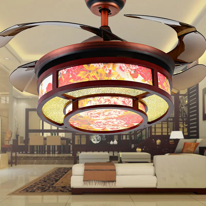 Chinese Art Ceiling Fan Hidden Blades Ceiling Fan With ...