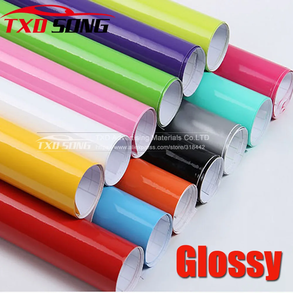 

10/20/30/40/50/60*152CM High Quality Black Glossy Vinyl Film Gloss Black Wrap Bubble Free Car Wrapping by free shipping