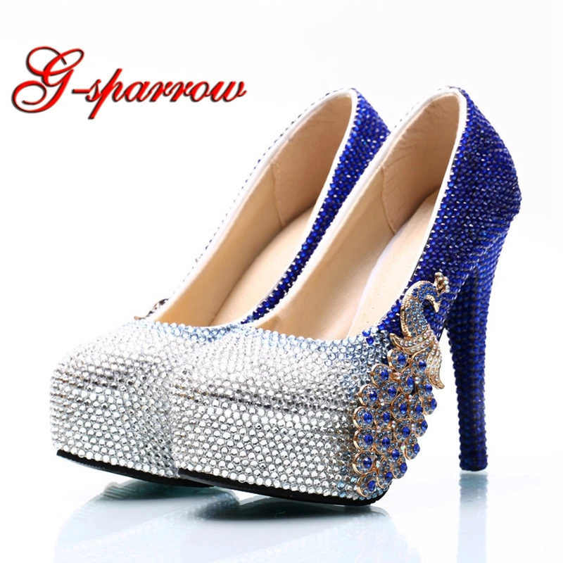 royal blue and silver heels