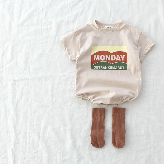MILANCEL/Новинка; летние короткие боди для малышей; повседневная одежда для малышей с короткими рукавами; комбинезоны для маленьких мальчиков с принтом в виде понедельника