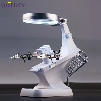 

LED Clamp Soldering Iron Stand Helping Hands Magnifying Glass Magnifier Crocodile Clip SMD Hands Soldering Iron Stand-3Z