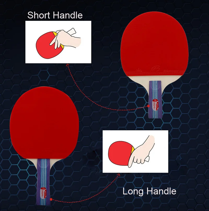 Высококачественный Профессиональный Настольный теннис ракетка с 3 шариками для пинг-понга Портативная сумка Упакованные ракетки для Понга Набор длинная короткая ручка - Цвет: Long Handle