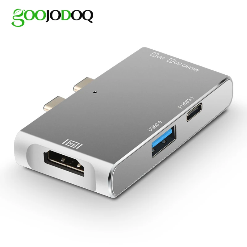 GOOJODOQ USB C концентратор HDMI 4 К для MacBook Pro thunderbolt 3 Тип с TF SD кардридер зарядное