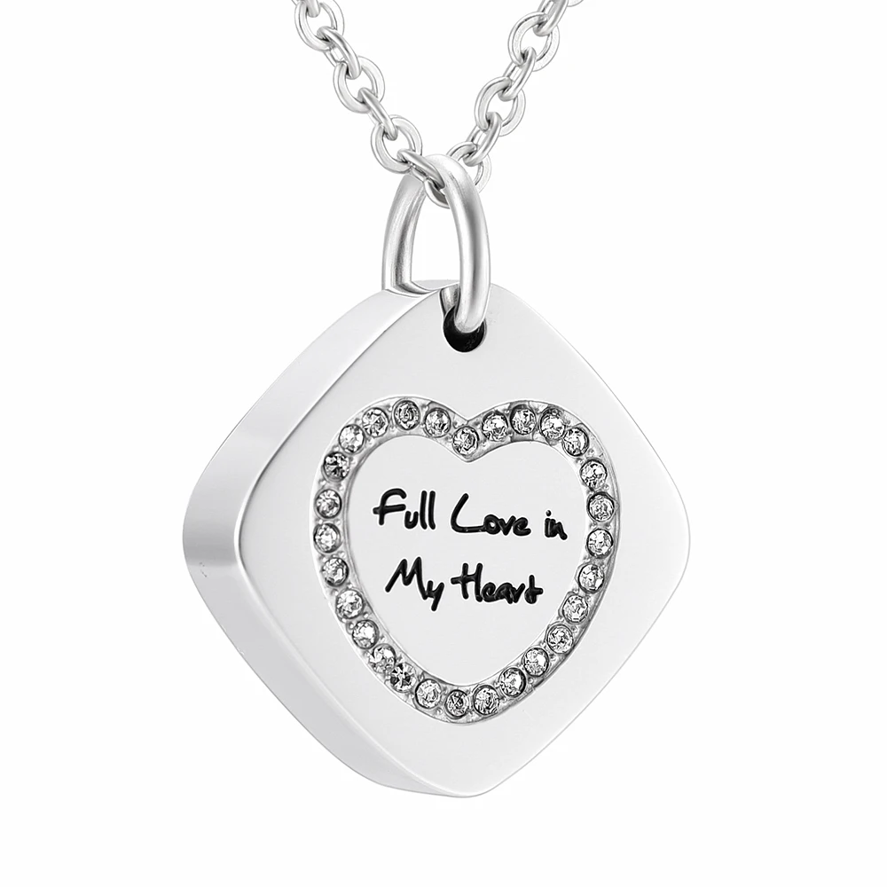 IJD9919 памятная урна для кремации с надписью Fall in Love my Heart ожерелье праха подвеска