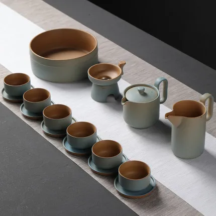Ceramic Kung Fu Tea Set Stone Dish Fortunes Have a Home Japanese Style Court Zen Simple Teapot for 6 People | Дом и сад