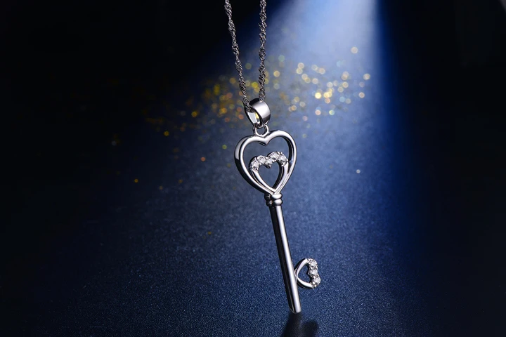 720silver key women pendant necklace