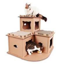Cat Corrugated Luxury House Tower Cat Grinding Claw Toy Climbing Frame Furniture Cats Scratching Posts Shelf Play House Supplies