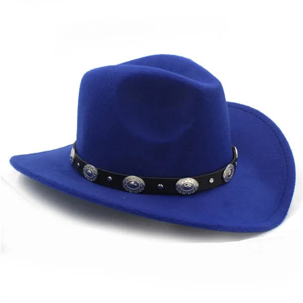 1 Pièce Chapeau De Cowboy Féminin De Style Occidental Avec Décoration  Métallique, Large Bord Et Bord Roulé En Laine, Mode en ligne