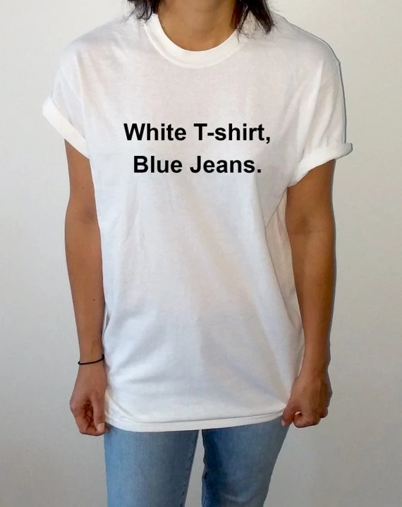 Sugarbaby White T Shirt Blue Jeans T Shirt Unisex For Women Fashion T Shirt Trendy Tee Cute Top Gift Ideas Teen Clothes T Shirt T Shirts Aliexpress