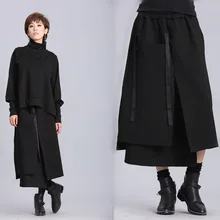 Весна и осень Новая Европейская и американская боковая тесьма Высокая талия Женская юбка двойной размер нестандартная юбка