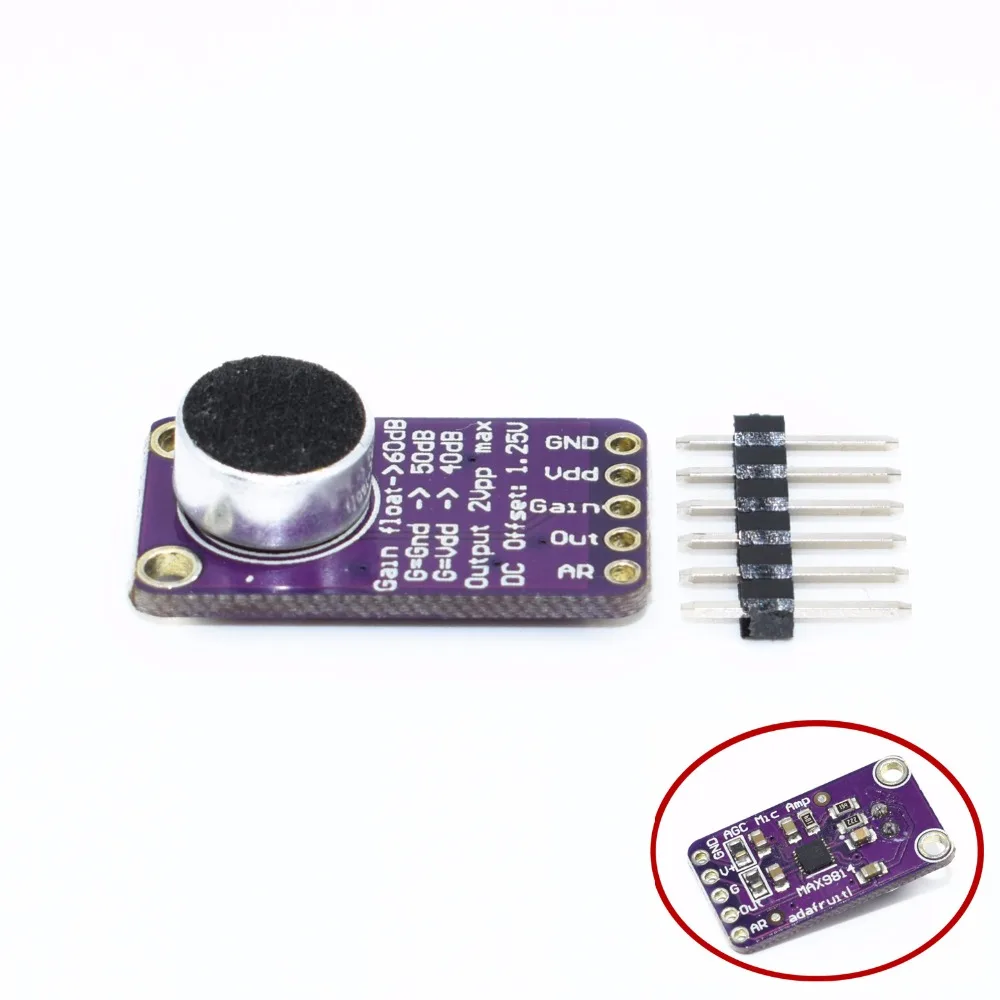 

MAX9814 Microphone AGC Amplifier Board Module Auto Gain Control Programmable Attack and Release Ratio Low THD