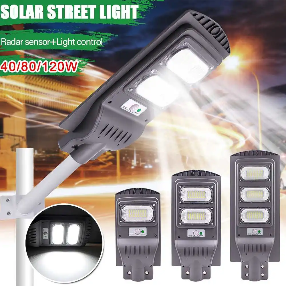 

40/80//120W LED Solar Street Lights Wall Lamp Light+Radar Induction+Timing Lamp Outdoor Waterproof Security Lamp for Garden Yard