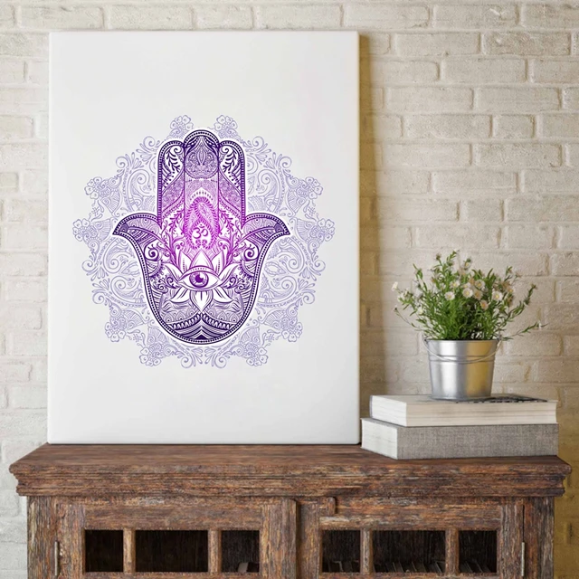 Hand Drawn Hamsa Hand Wall Art Poster Canvas Prints , Hamasa Hand