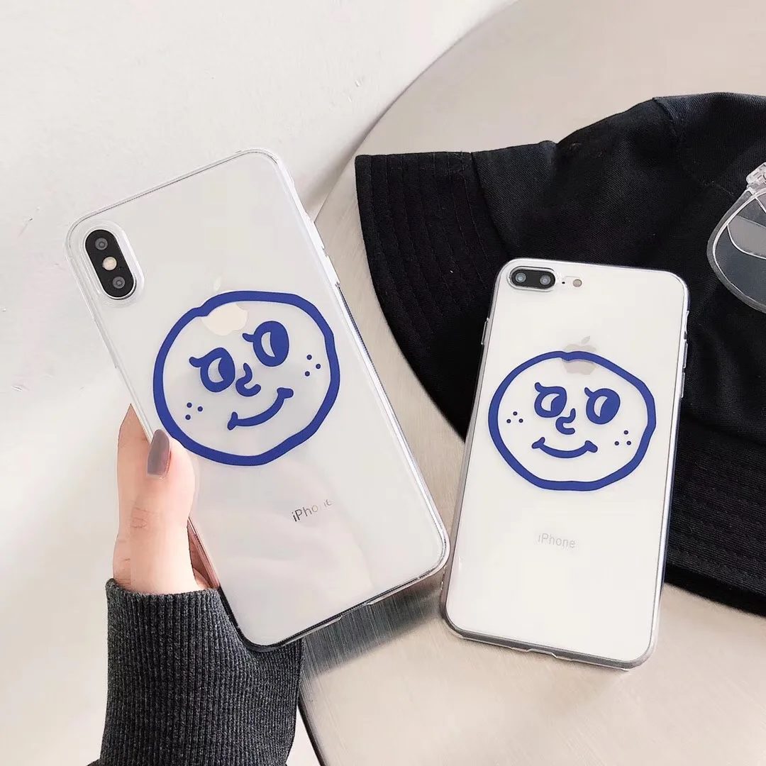 

INS Korea Super Fire Smiley Funny Phone Case For iphone Xs MAX XR X Simple Soft TPU For iphone 6 6s 7 8 plus Back Cover Fundas