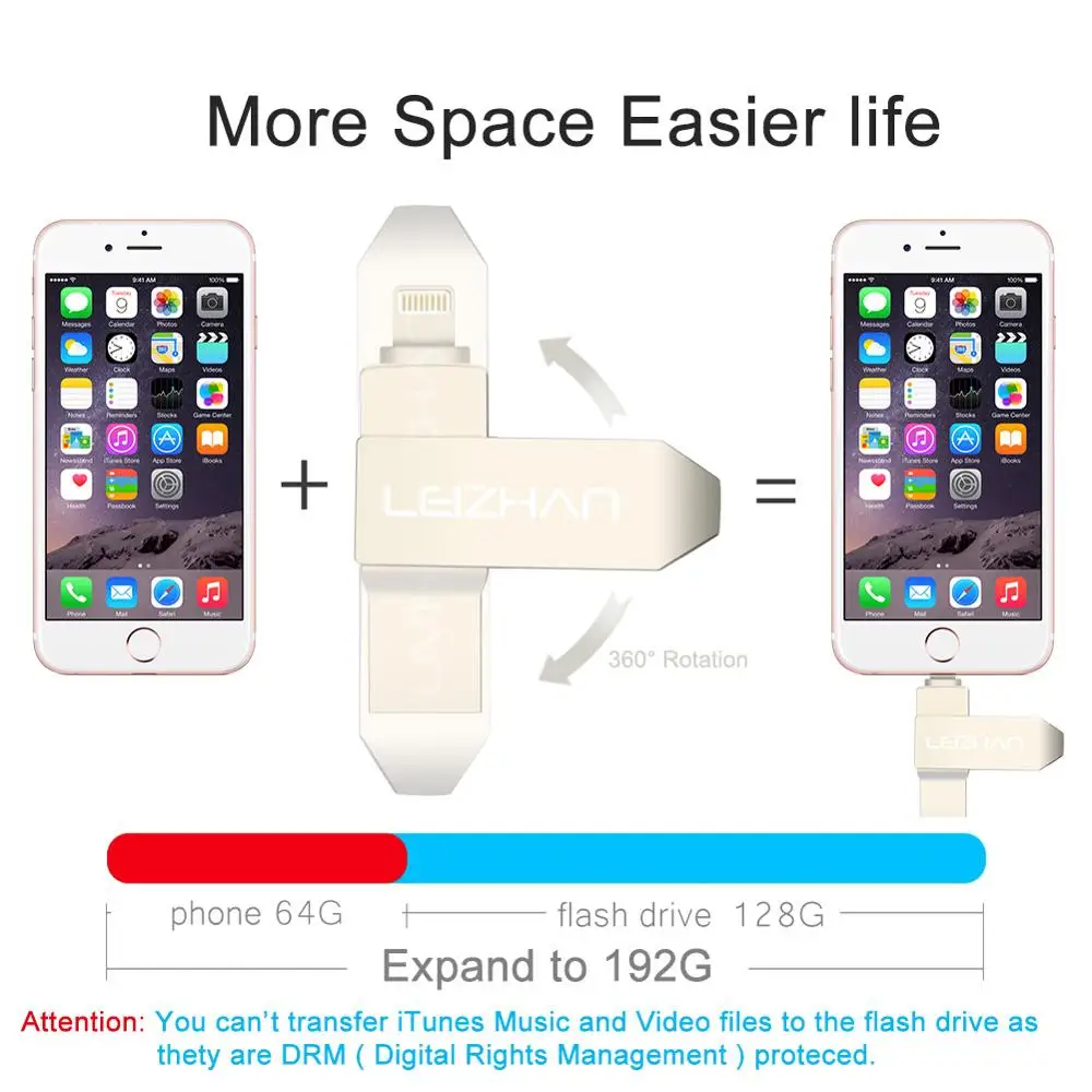 Брелок LEIZHAN для iPhone XR Xs Max X 8 7 6 флеш накопитель USB 3 0 128 Гб 64 ГБ 32 16 накопитель|USB