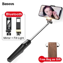 Складная селфи-палка Baseus Bluetooth Selfiestick+ Mirro+ заполняющий свет монопод для iPhone samsung Xiaomi Android Phone Stick