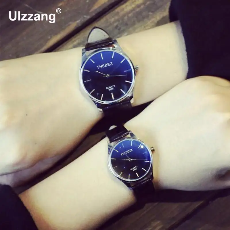 Мужские классические часы деловые аналоговые черные коричневые с кожаным