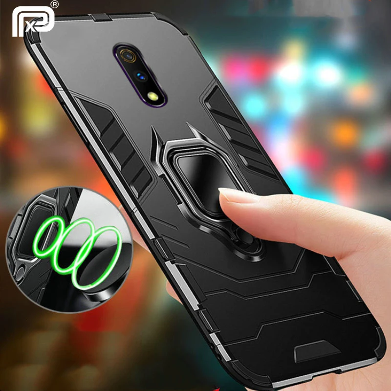 

For OPPO Realme X Case Ring Holder Armor Bumper Hard PC Back Cover For OPPO K3 Case Finger Ring Shockproof Fundas