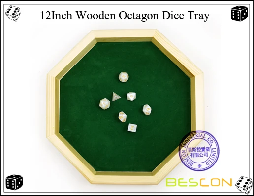12Inch Wooden Octagon Dice Tray-2