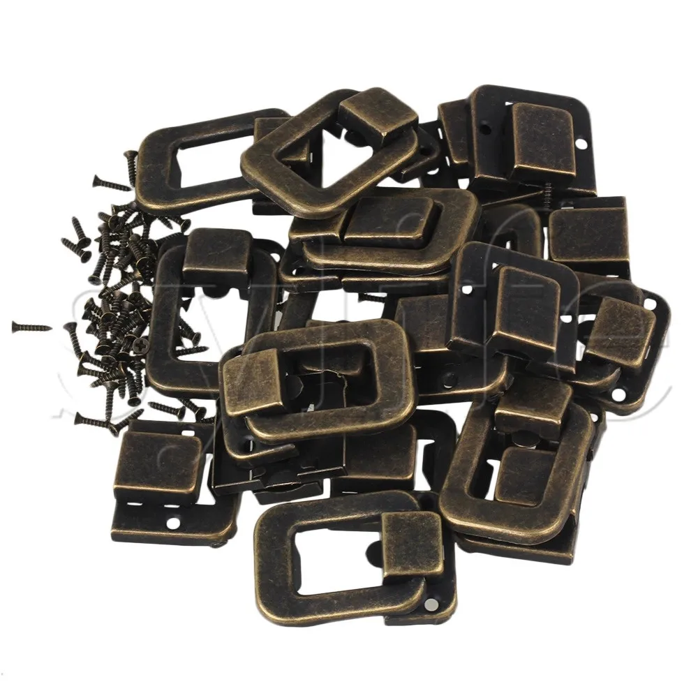 

10PCS Bronze Vintage Lock Hook Latch DIY for Antique Jewelry Box with Screws
