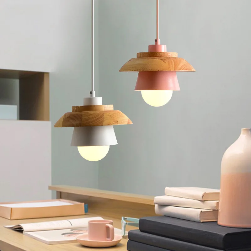 Nordic Drop Lights Solid Oak Wook Pendant Light Hanging Restaurant Pendant Lamp E27 E26 Socket Cafe Dining Pendant Light Indoor Lighting Fixture (18)