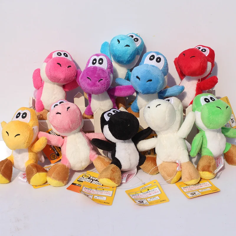 

10Pcs/Lot 4"10cm Super Mario Bros Yoshi Plush Toys Stuffed Soft Dolls With Keychains 10 Colors Free Shipping