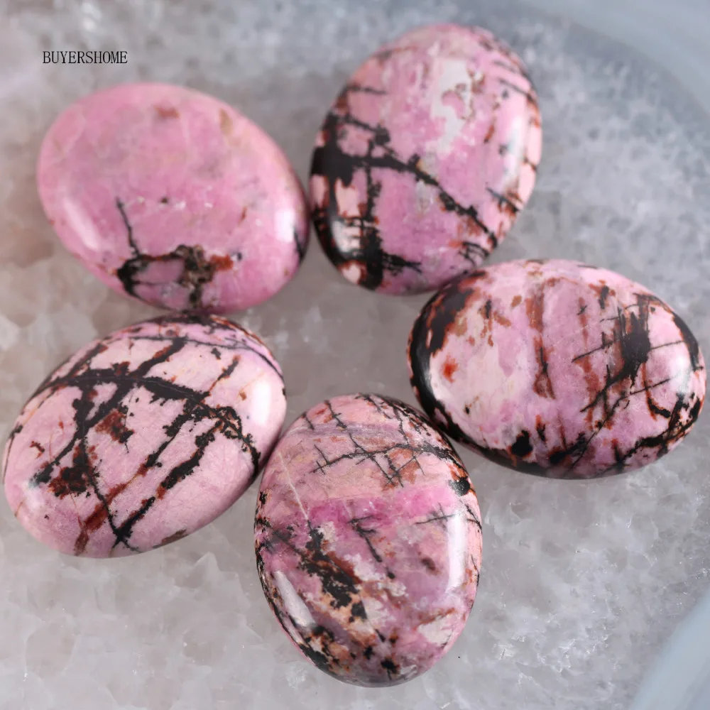 

Free Shipping New without tags Stone 30x40MM Natural Pink Rhodonite Bead CAB Cabochon 1Pcs RK1689