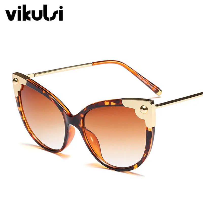 Новые металлические солнцезащитные очки кошачий глаз винтажные Ретро женские брендовые дизайнерские итальянские большие солнцезащитные очки женские и мужские Модные оттенки SS18 UV400